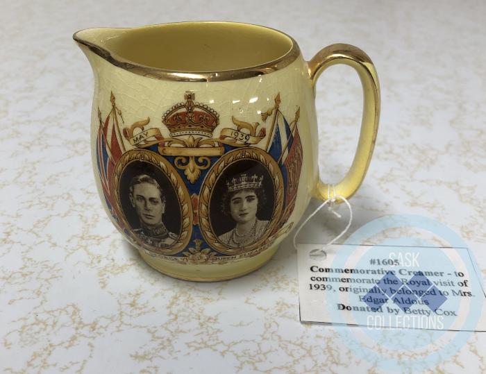 Commemorative Creamer - to commemorate the Royal visit of 1939, originally belonged to Mrs. Edgar Aldous