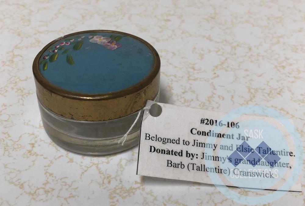 Condiment Jar - belonged to Jimmy and Elsie Tallentire.