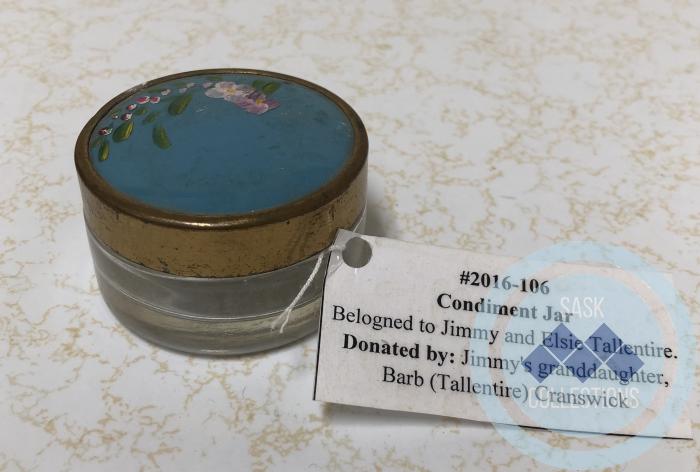 Condiment Jar - belonged to Jimmy and Elsie Tallentire.