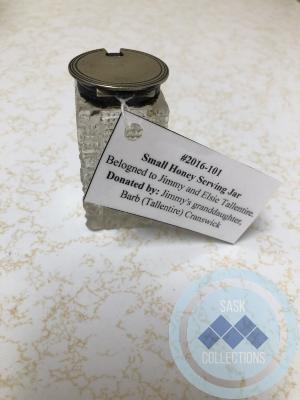 Small Honey Serving Jar - belonged to Jimmy and Elsie Tallentire.