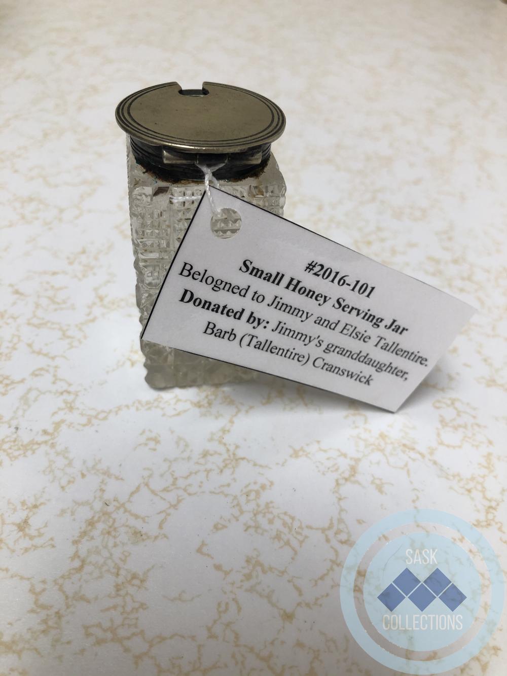 Small Honey Serving Jar - belonged to Jimmy and Elsie Tallentire.