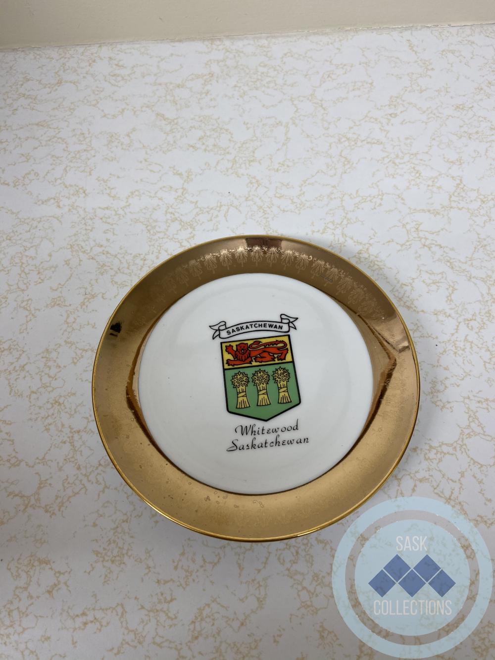 Whitewood saucer: <i>Saskatchewan coat of arms</i>