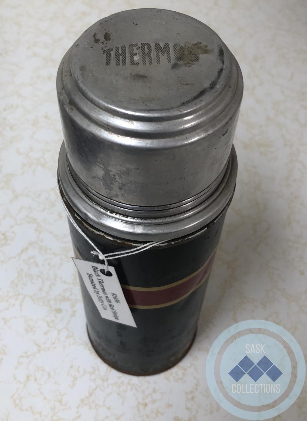 Black Thermos with Red Stripe