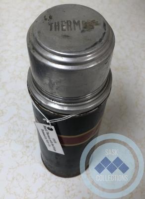 Black Thermos with Red Stripe