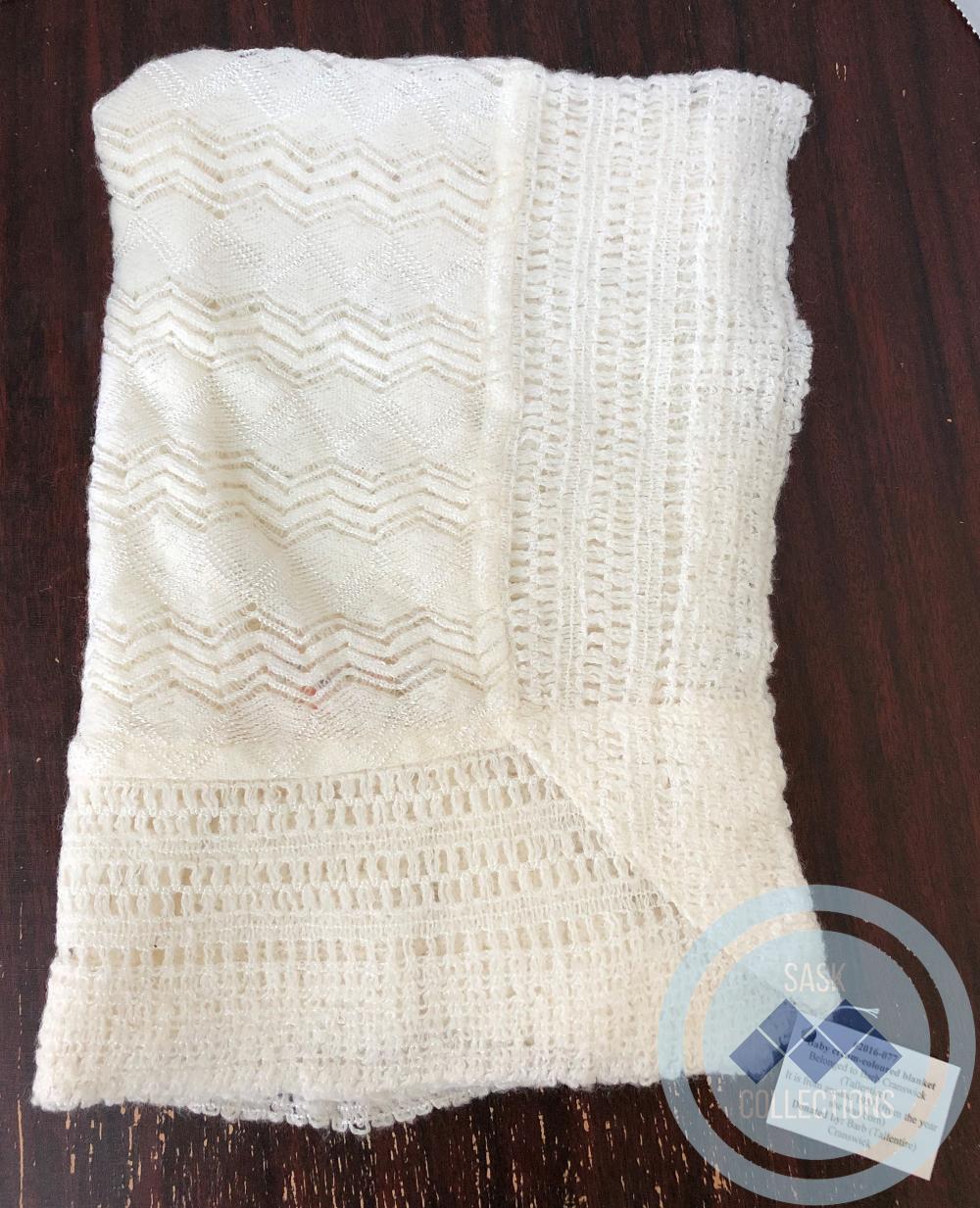 Baby cream-coloured blanket - Belonged to Barb Cranswick (Tallentire)  It is from around 1951 (from the year she was born)