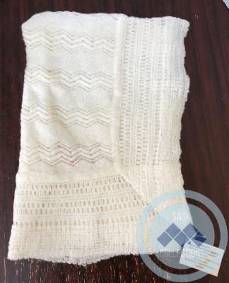 Baby cream-coloured blanket - Belonged to Barb Cranswick (Tallentire)  It is from around 1951 (from the year she was born)