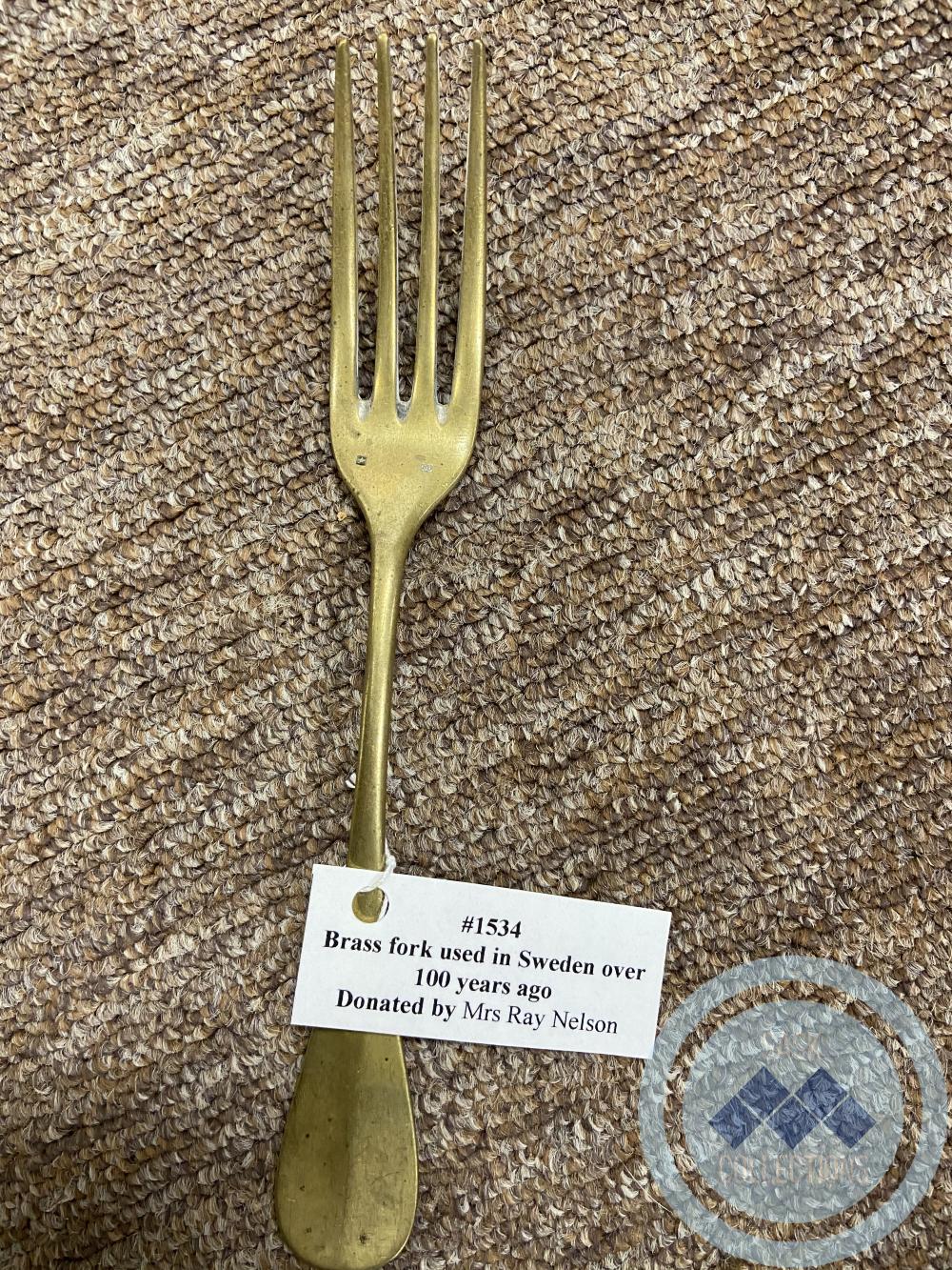 Brass fork used in Sweden over 100 years ago