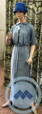 Navy Blue Dress with hexagon and dot pattern