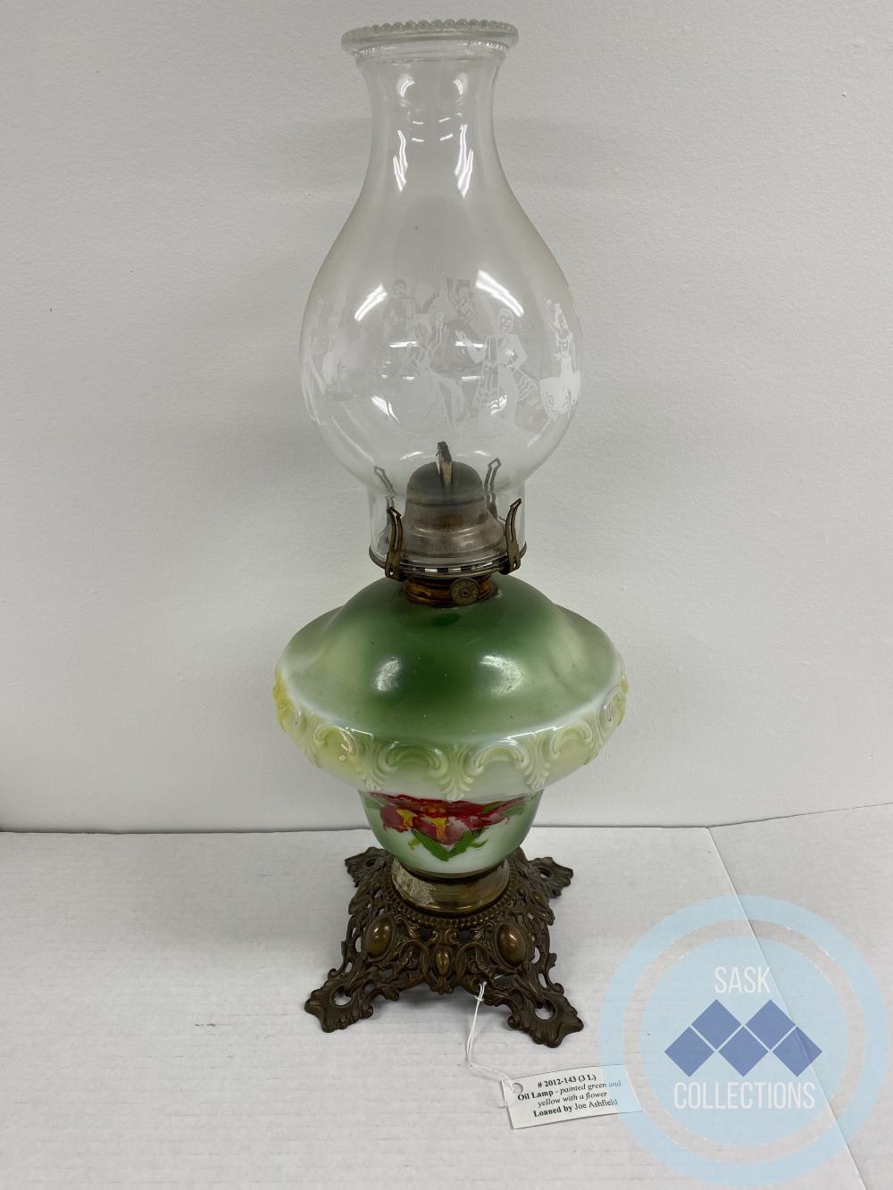 Oil lamp - green and yellow