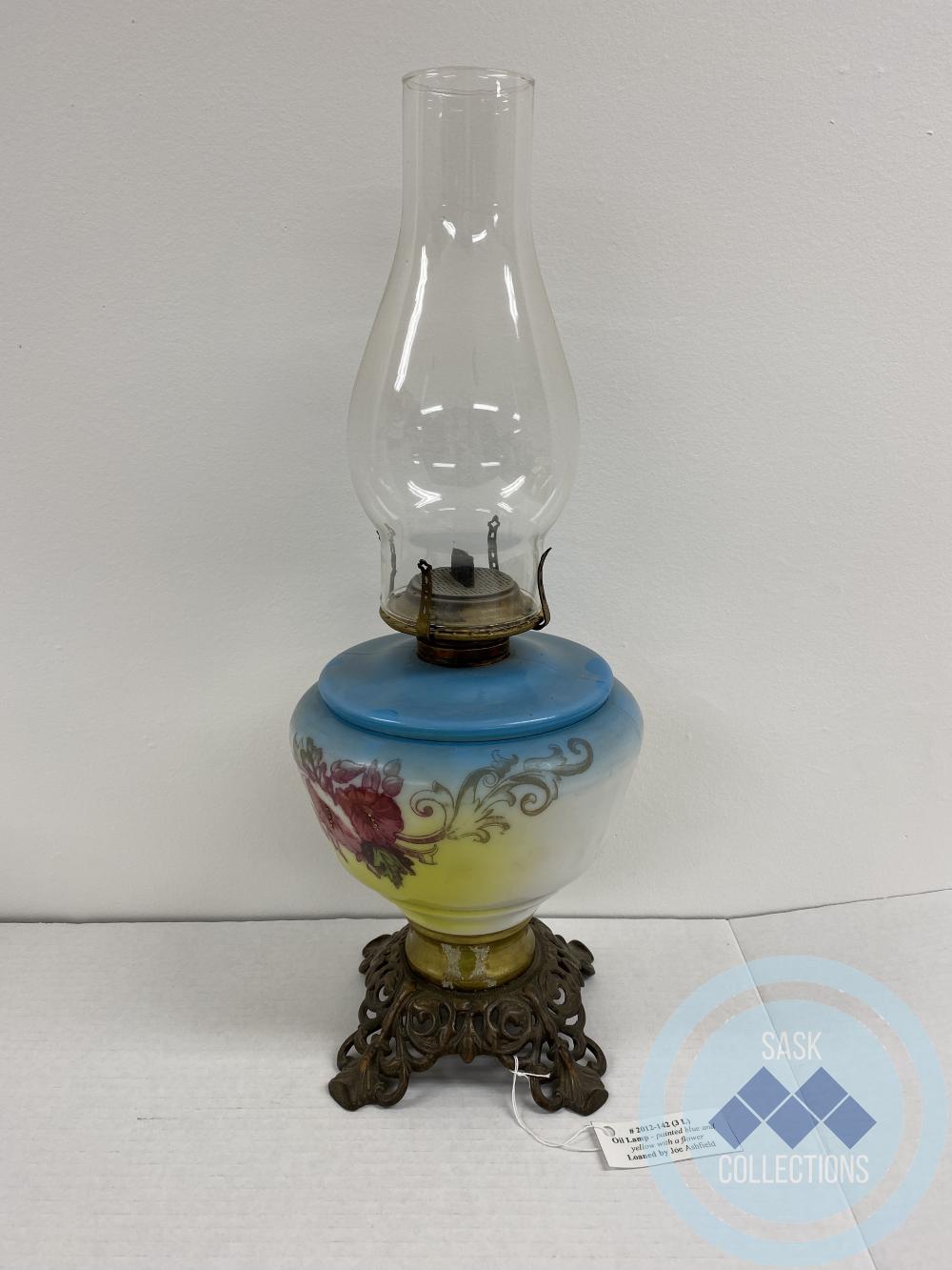 Oil Lamp - blue and yellow