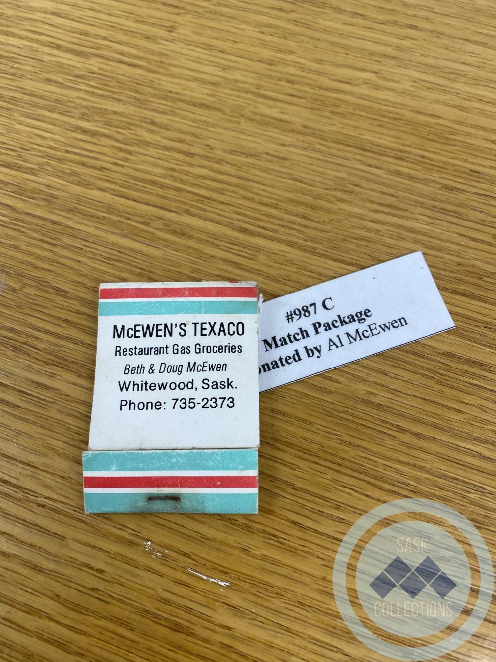 Texaco Match Package.