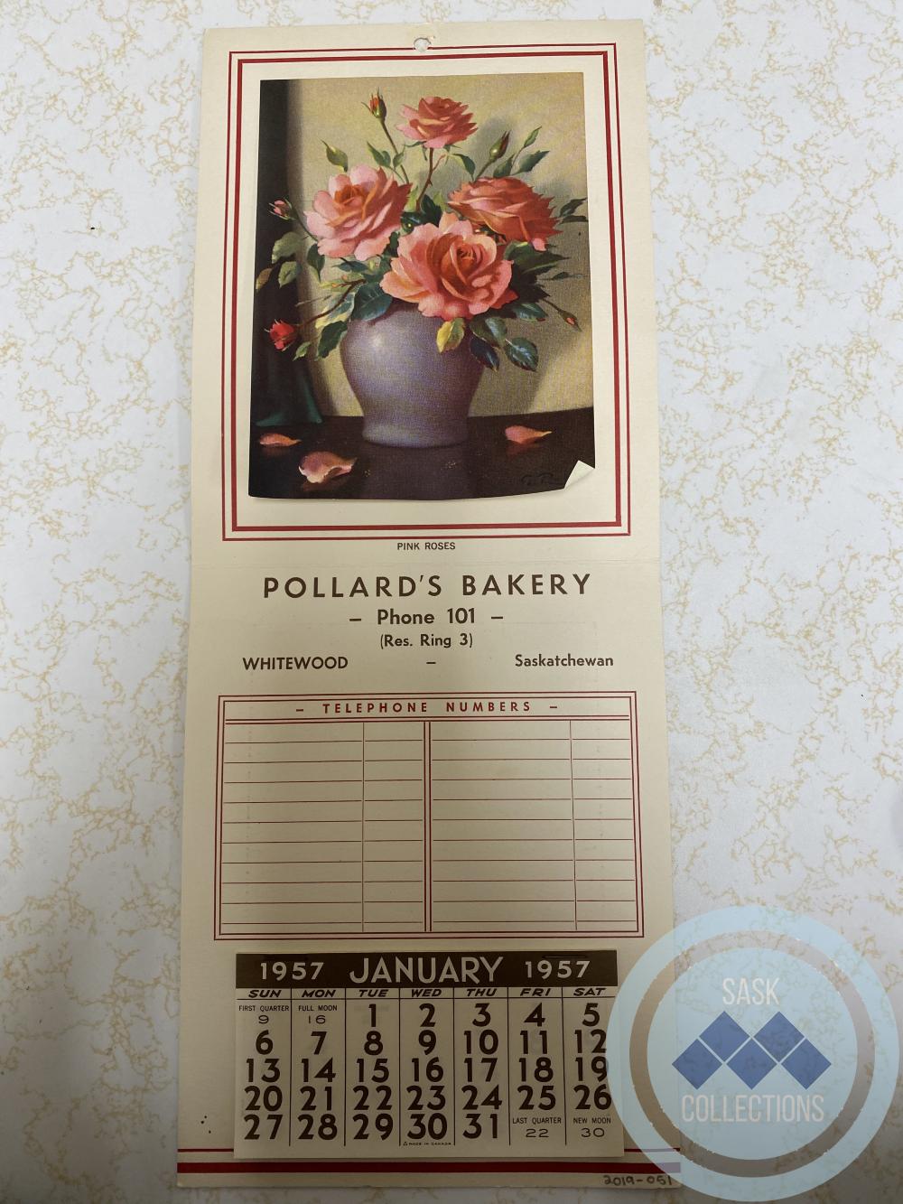 Pollard's Bakery 1957 Calender