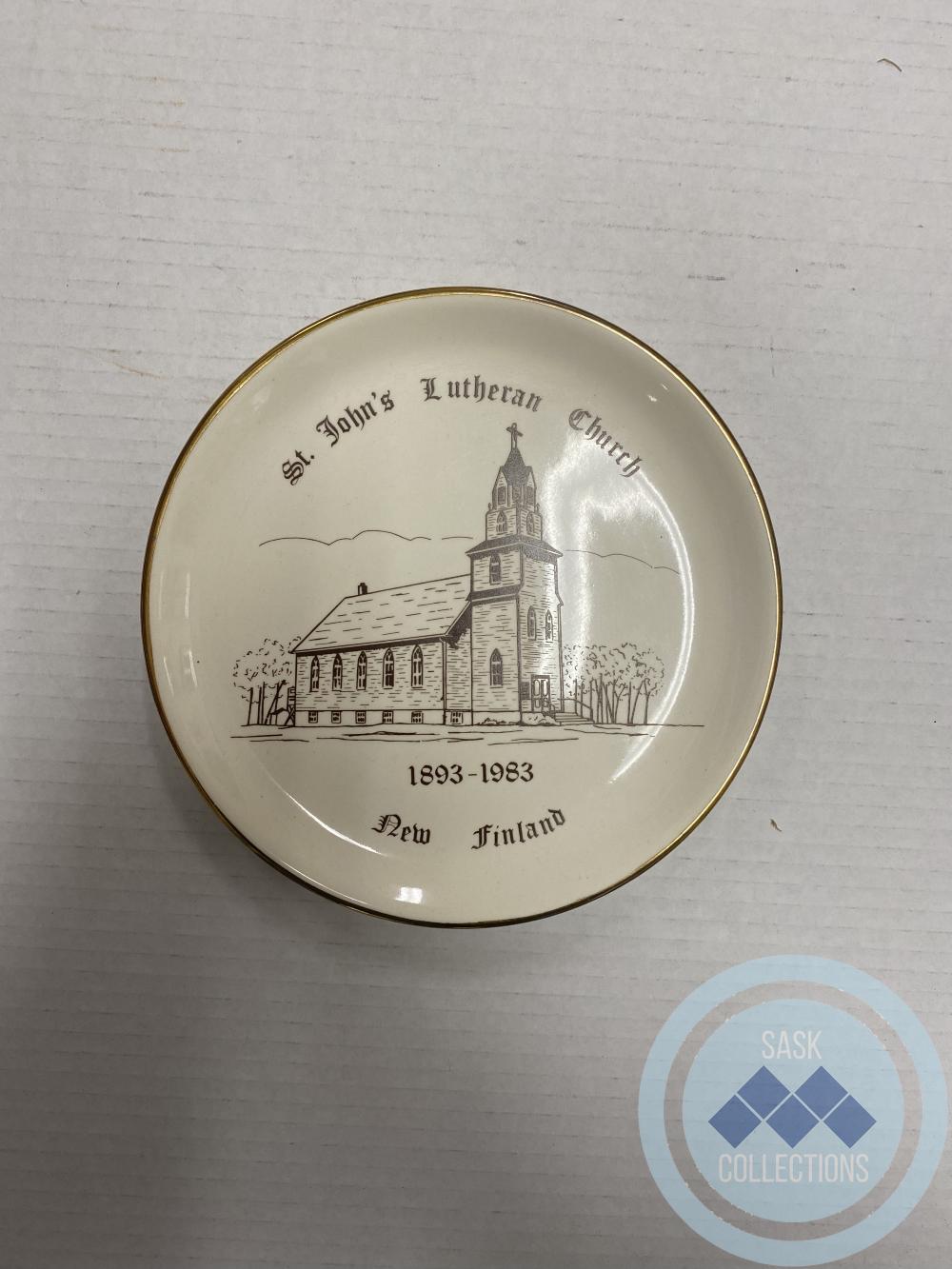 St. John's Lutheran Church Plate - 1893-1983. Belonged to Elaine (Polvi) Tallentire