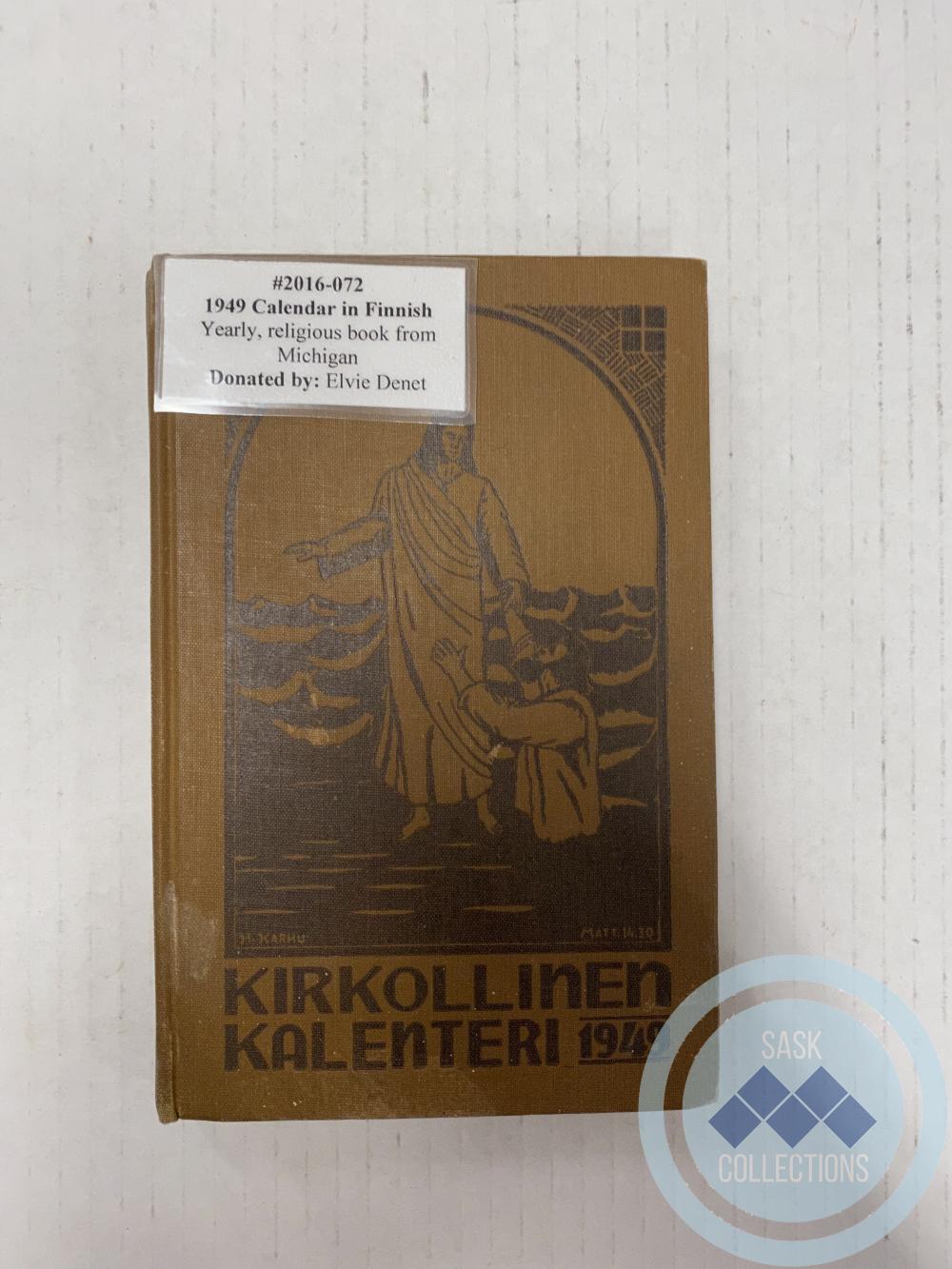 1949 Calendar in Finnish - Yearly, religious book from Michigan