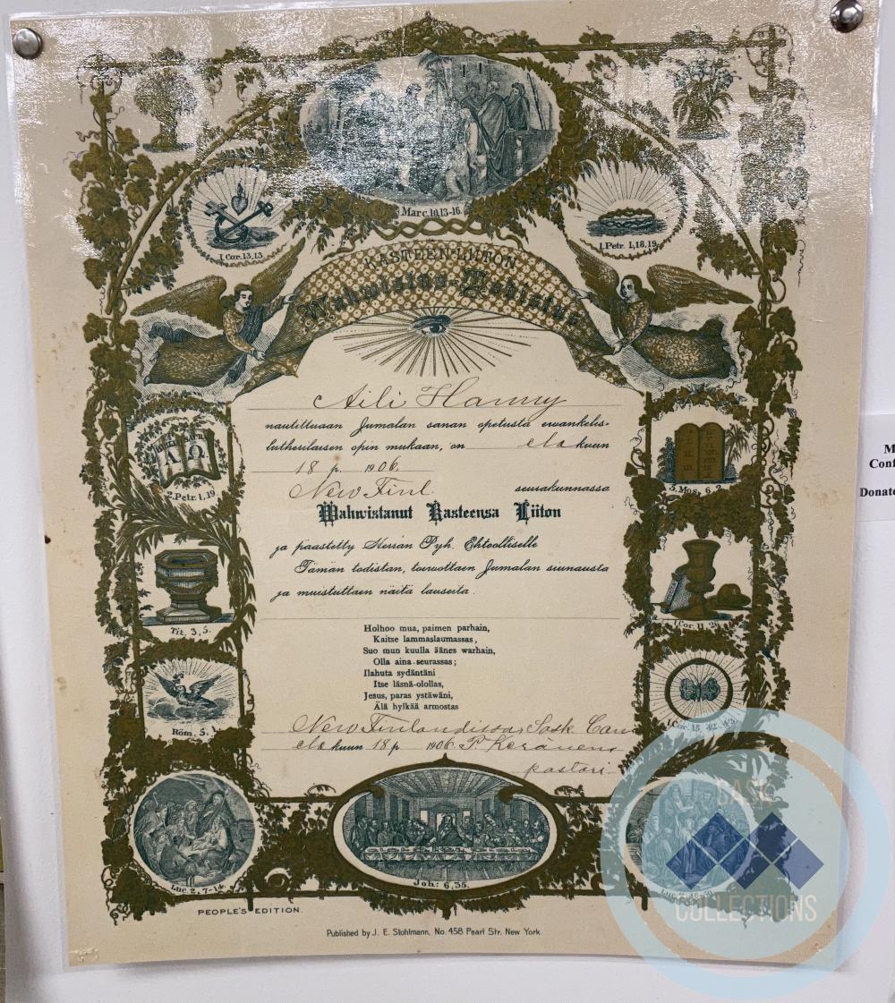 Marriage, Baptism and Confirmation Certificates in Finnish