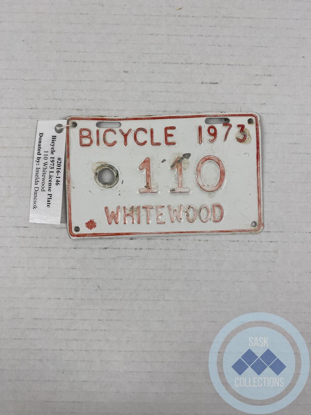 Bicycle 1973 License Plate - 110 Whitewood