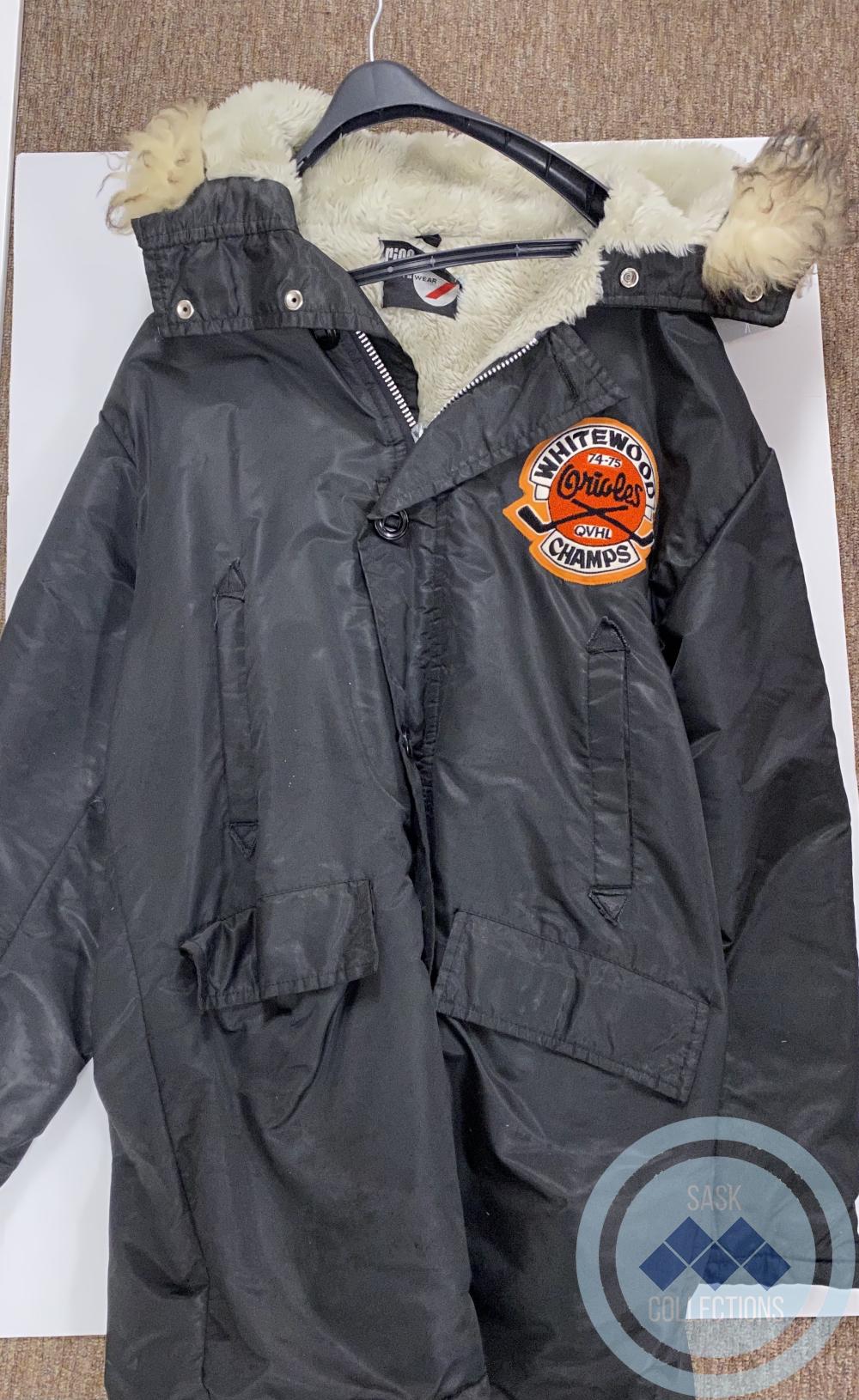 Whitewood Orioles parka. 1974-75 champs. Worn by Don McPhail.