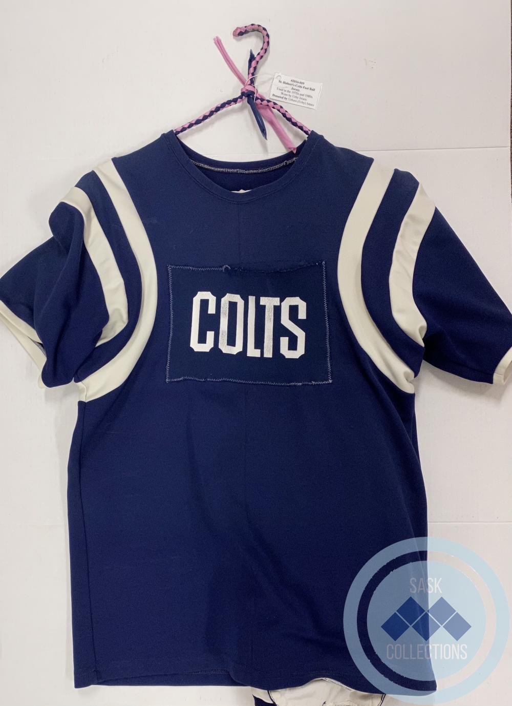 St. Hubert's Colts fast ball jersey. Used in the 1970s and 1980s. Worn by Urby Istace.