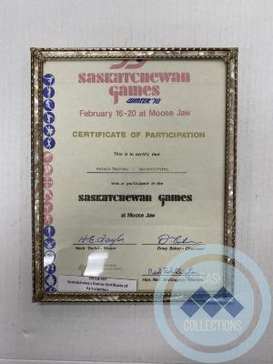 Saskatchewan Games Certificate of Participation
