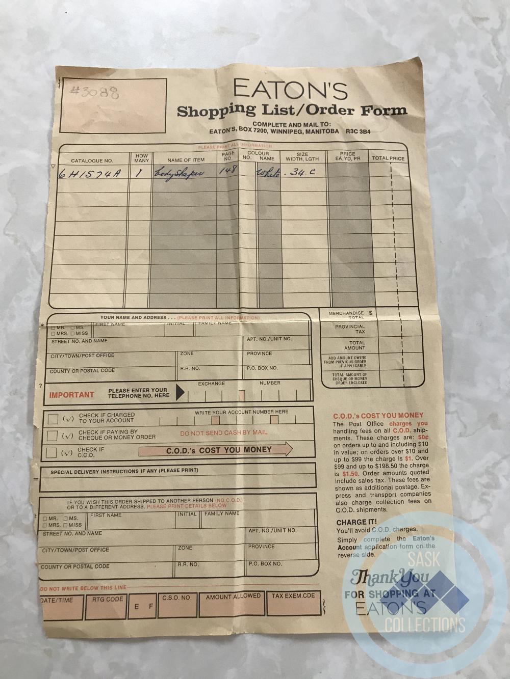 Eaton's Order Form