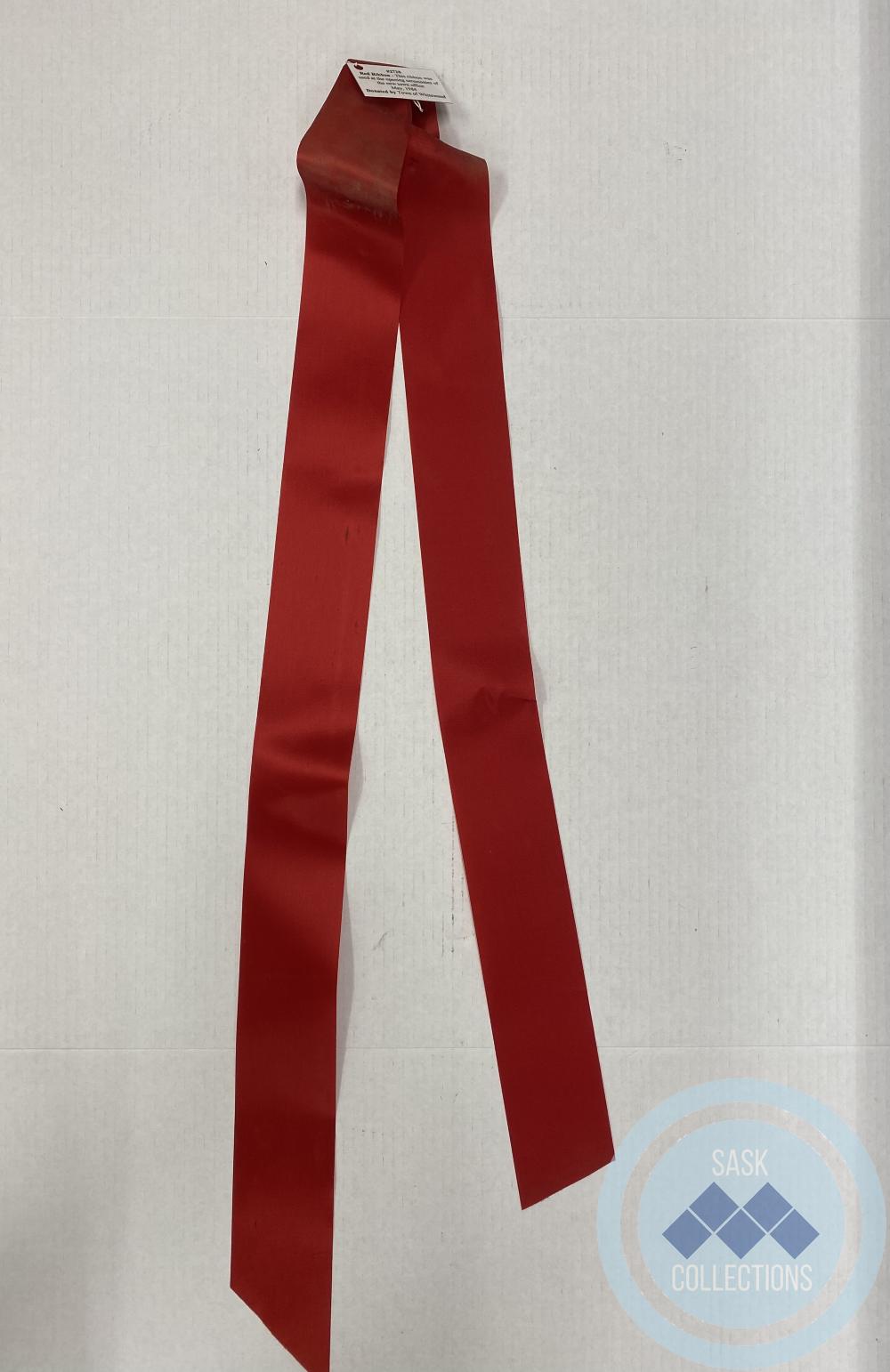 Red Ribbon - This ribbon was used at the opening ceremonies of the new town office.  May, 1984