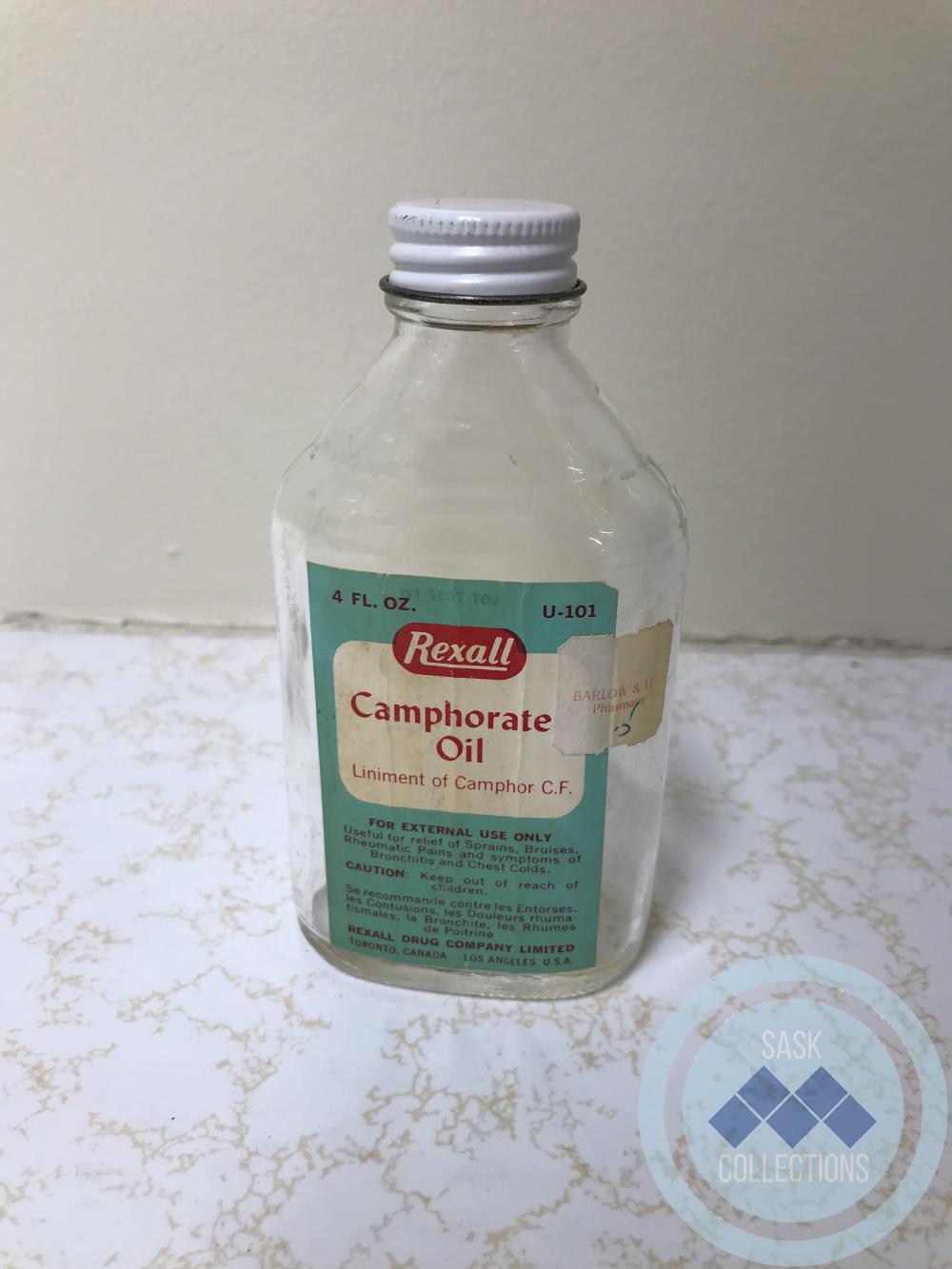 Glass Bottle - Rexall Camphorate Oil