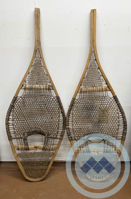 Pair of wooden snowshoes