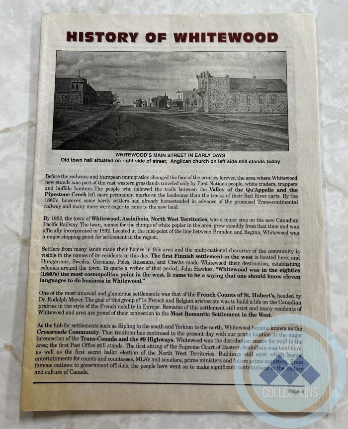 History of Whitewood Paper Booklet