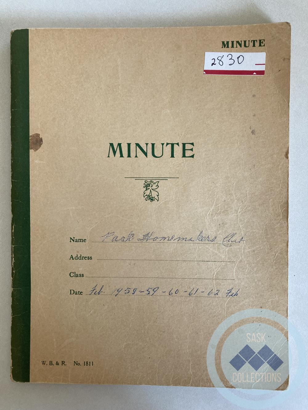 Park Homemakers' Club Minute Book - February 1958 - February 1962