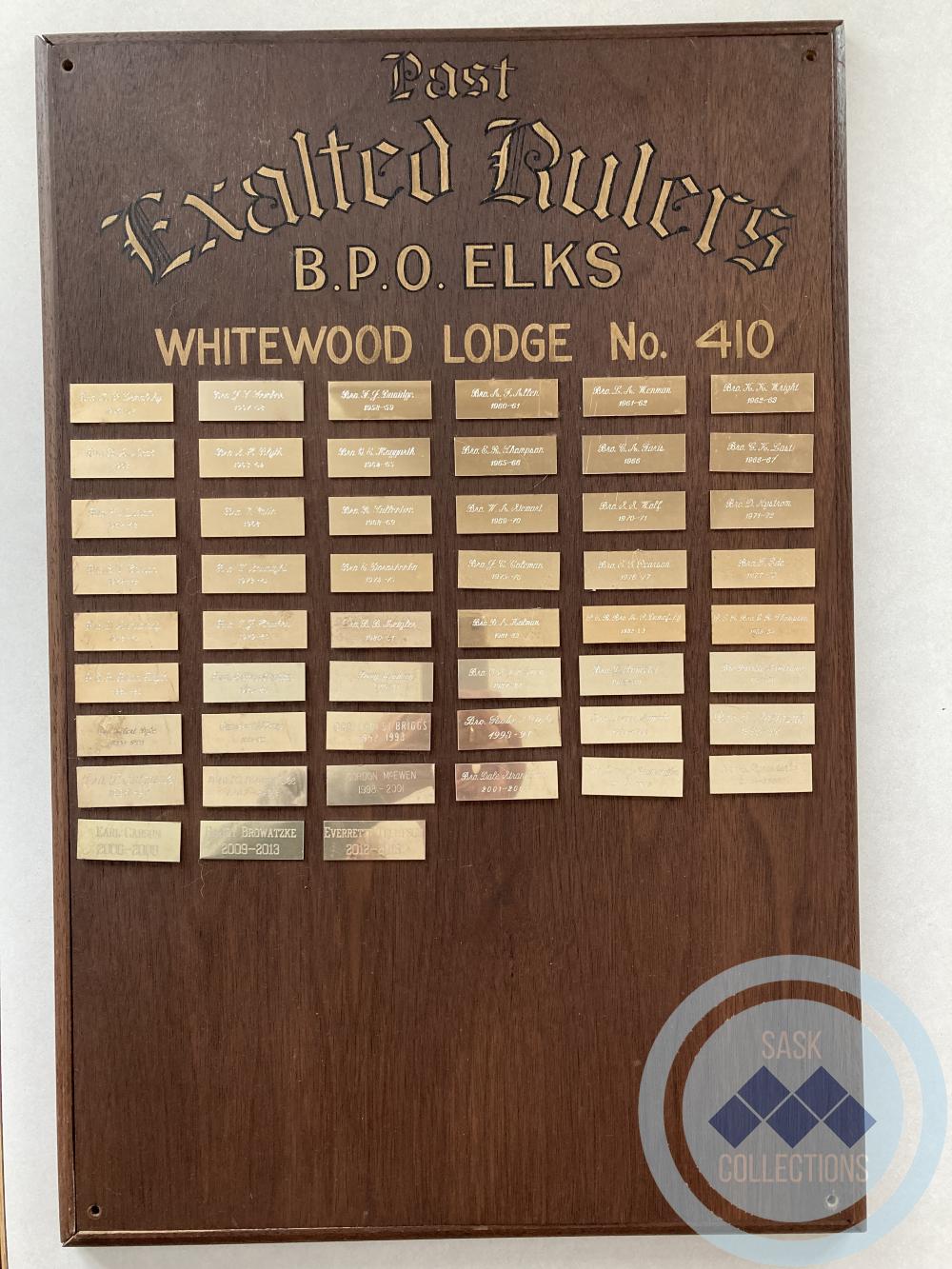 Plaque - Whitewood Elks Past Exalted Rulers