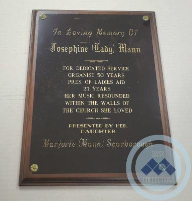 Josephine Mann Memorial Plaque