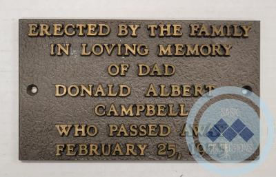 Donald A. Campbell Memorial Plaque
