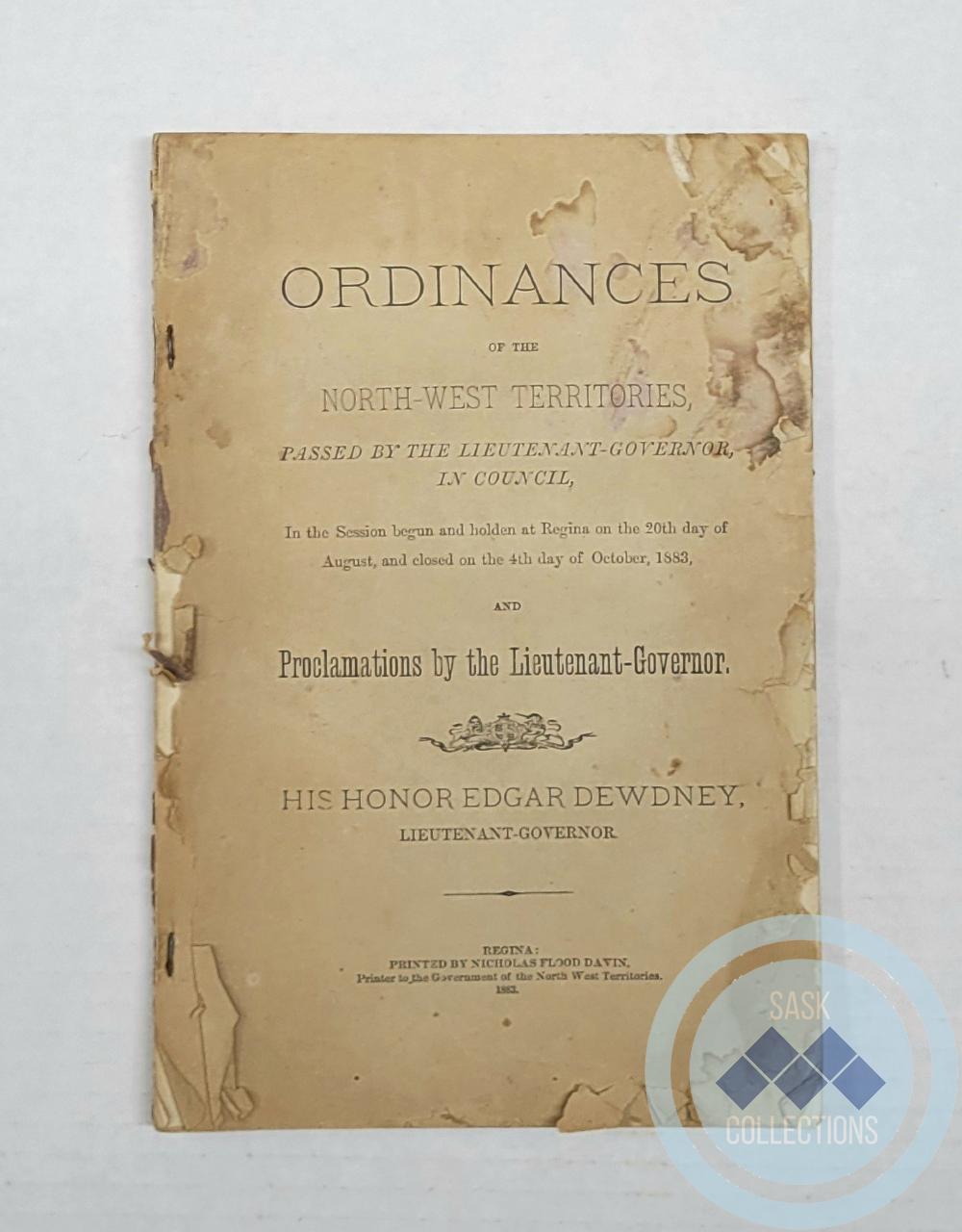 Ordinances of the North-West Territories Book