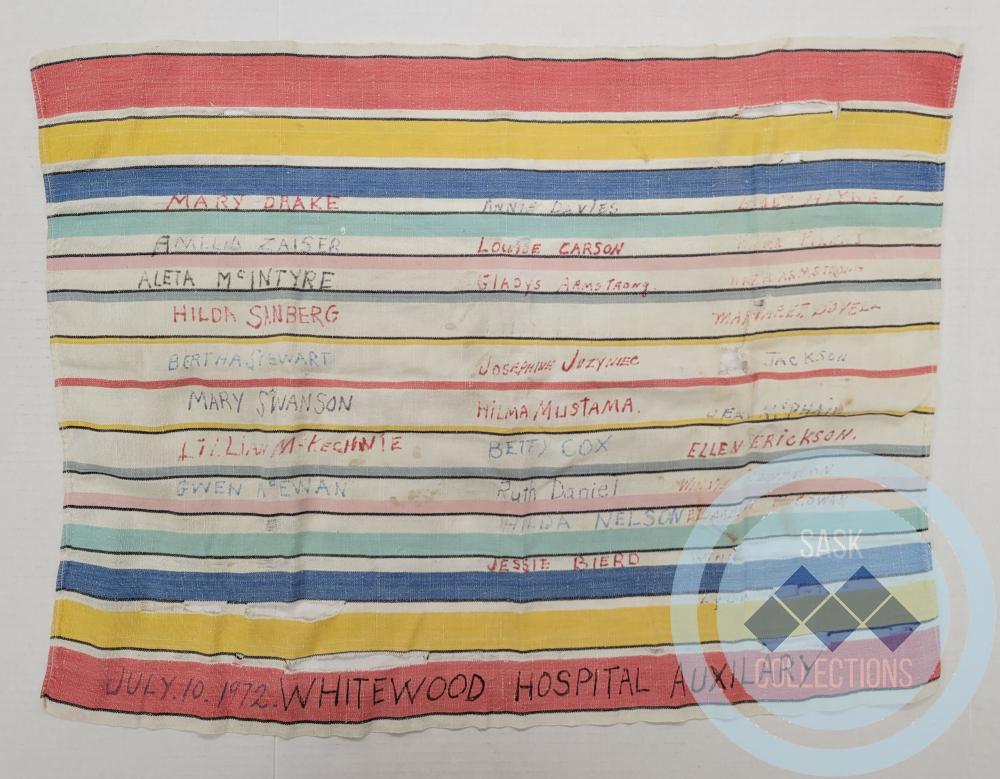 Whitewood Hospital Auxiliary Signed Cloth - 1972 