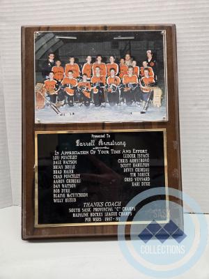 Darrell Armstrong Coach Appreciation Plaque from 1973-74 PeeWee Team