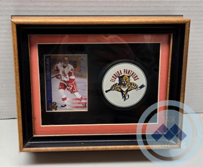 Framed Chris Armstrong World Junior Hockey Card & Florida Panthers Puck