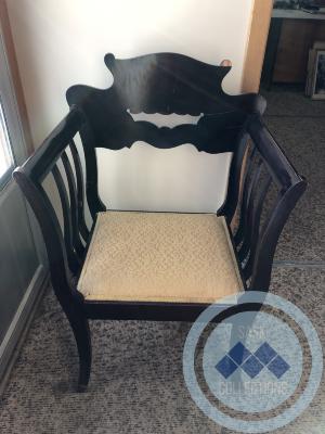 Wood Armchair - gold seat