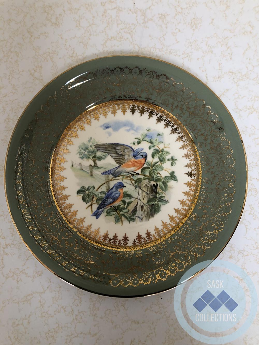 Plate - Green with birds - Georgian