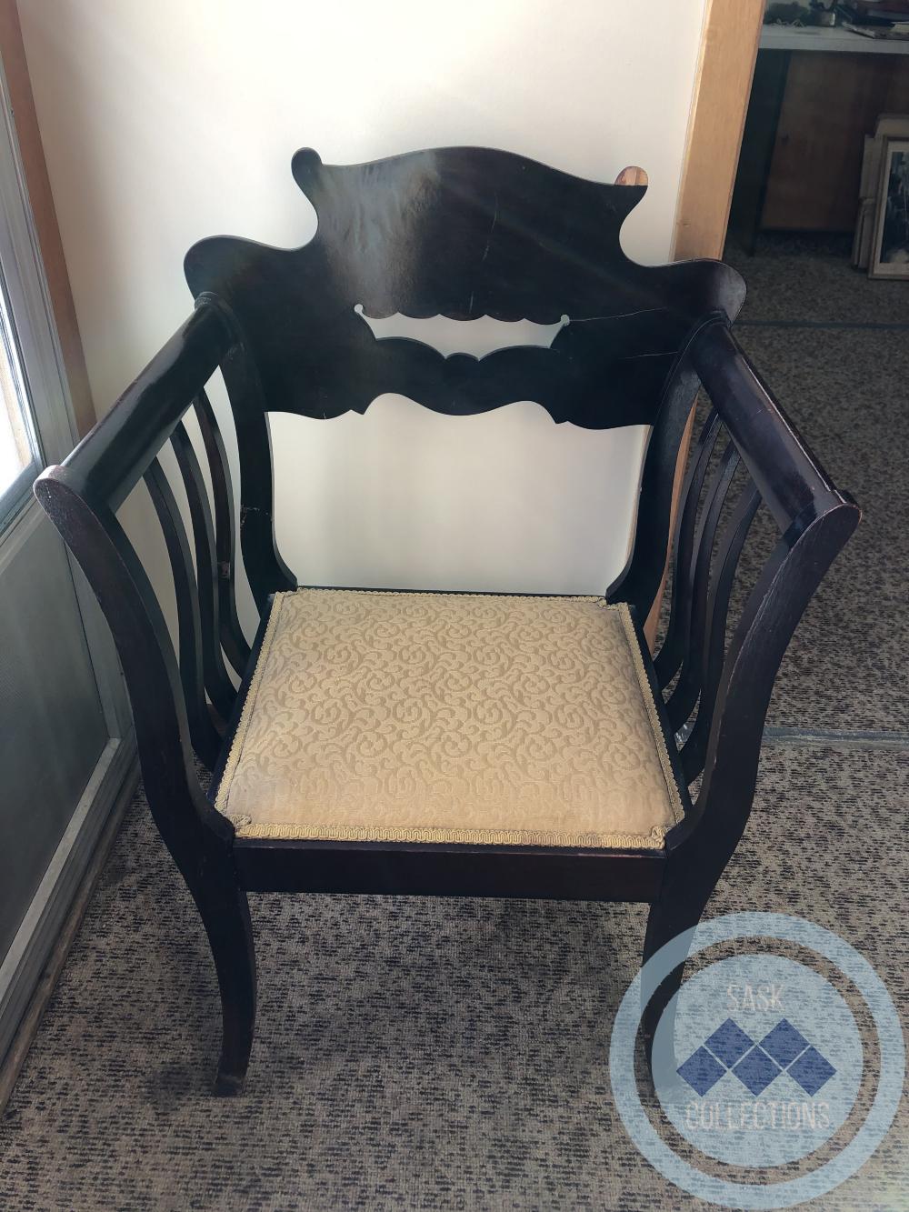 Wood Armchair - gold seat