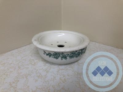 Soap Dish - white with dark green floral