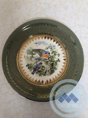 Plate - Green with birds - Georgian