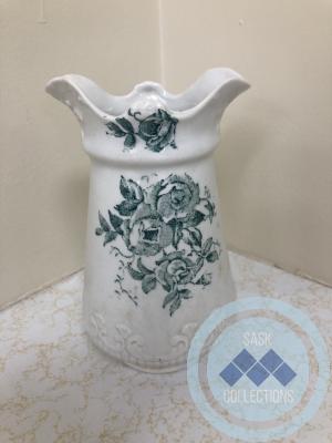 Toothbrush Holder - white with dark green floral
