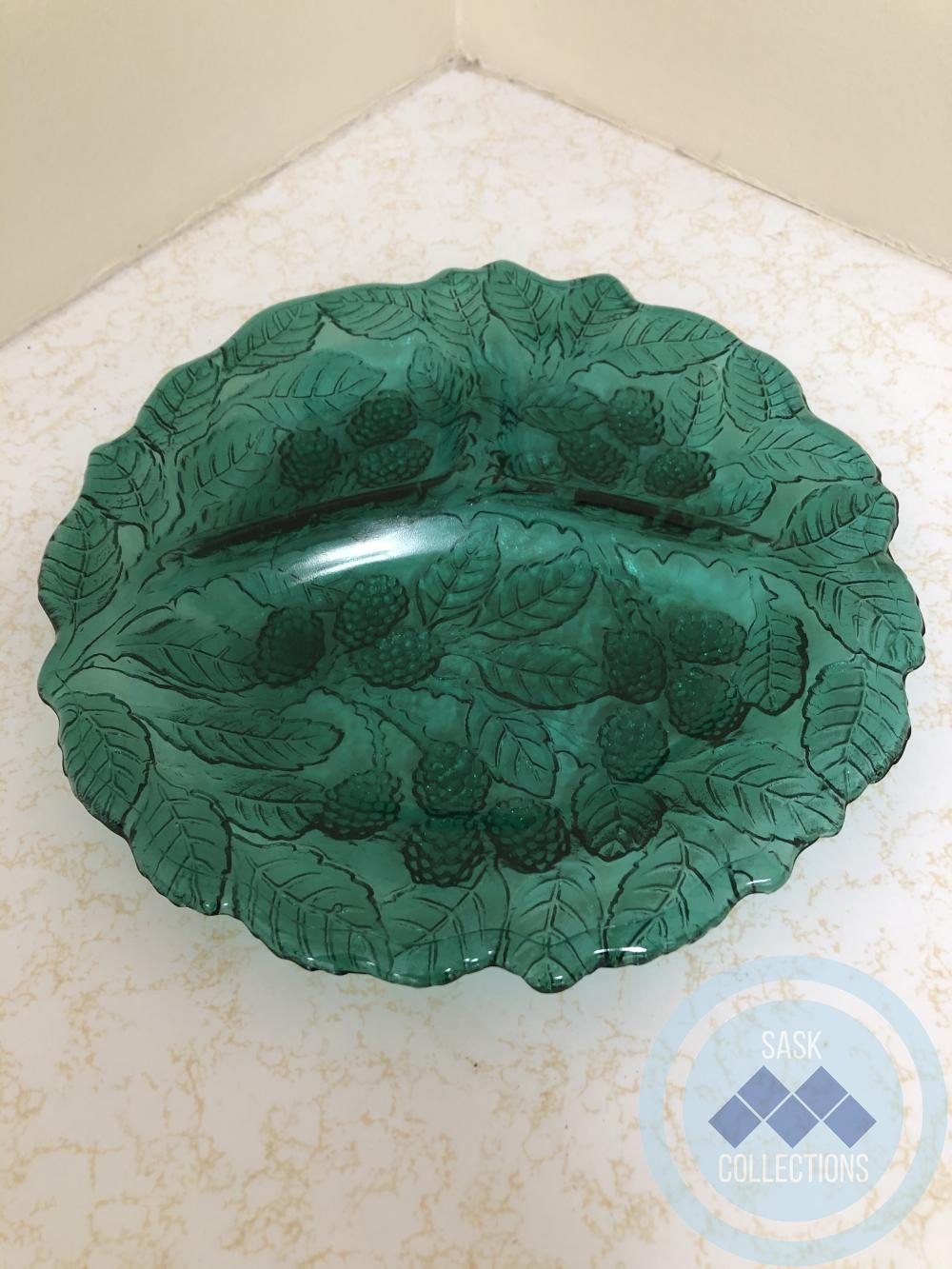 Glass Sectioned Dish - green