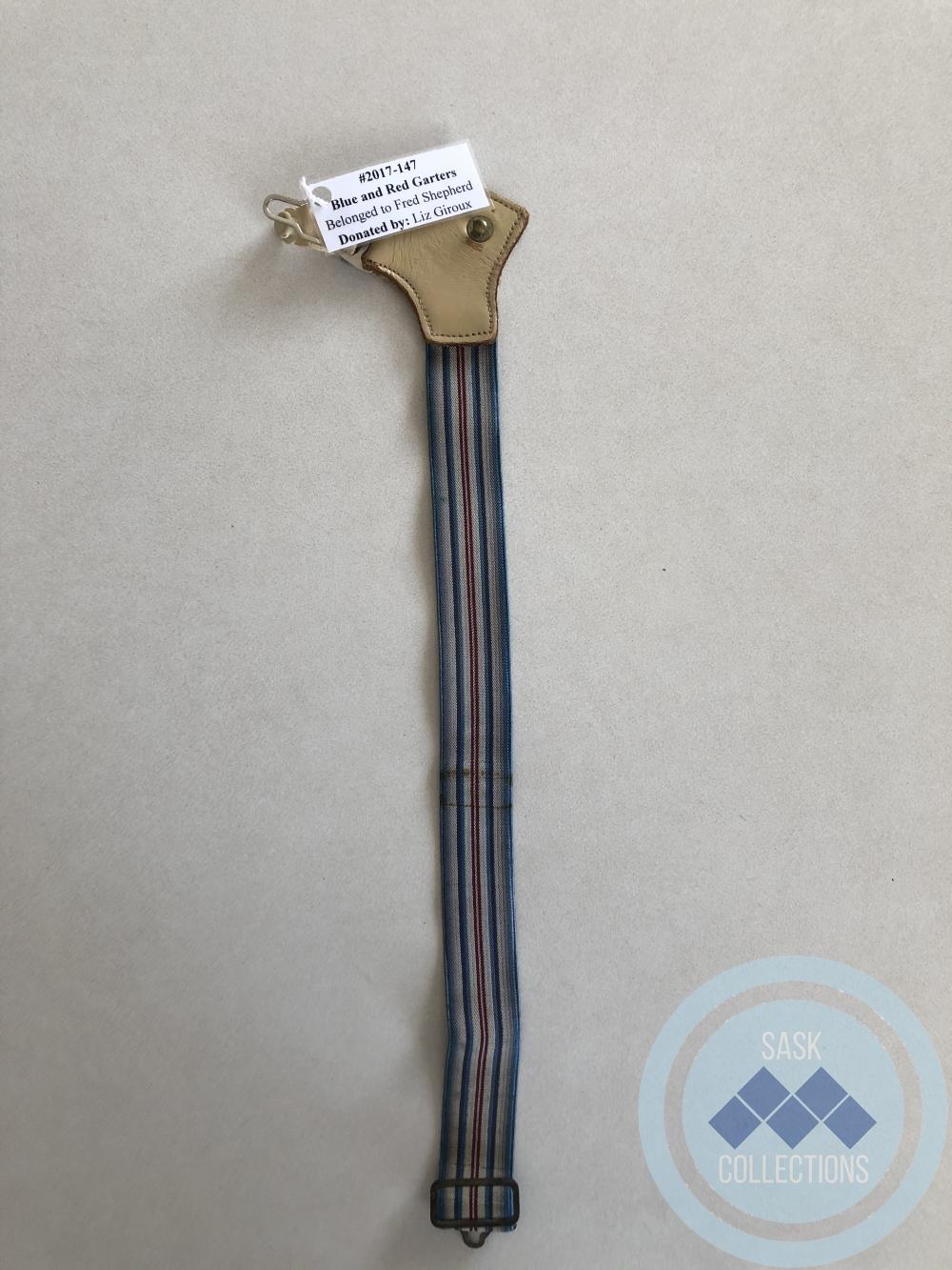 Blue and Red Garters - belonged to Fred Shepherd