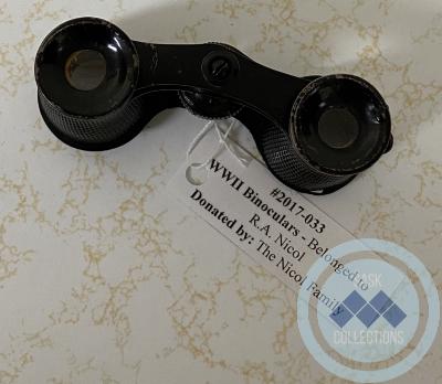 WWII Binoculars - Belonged to R.A. Nicol.