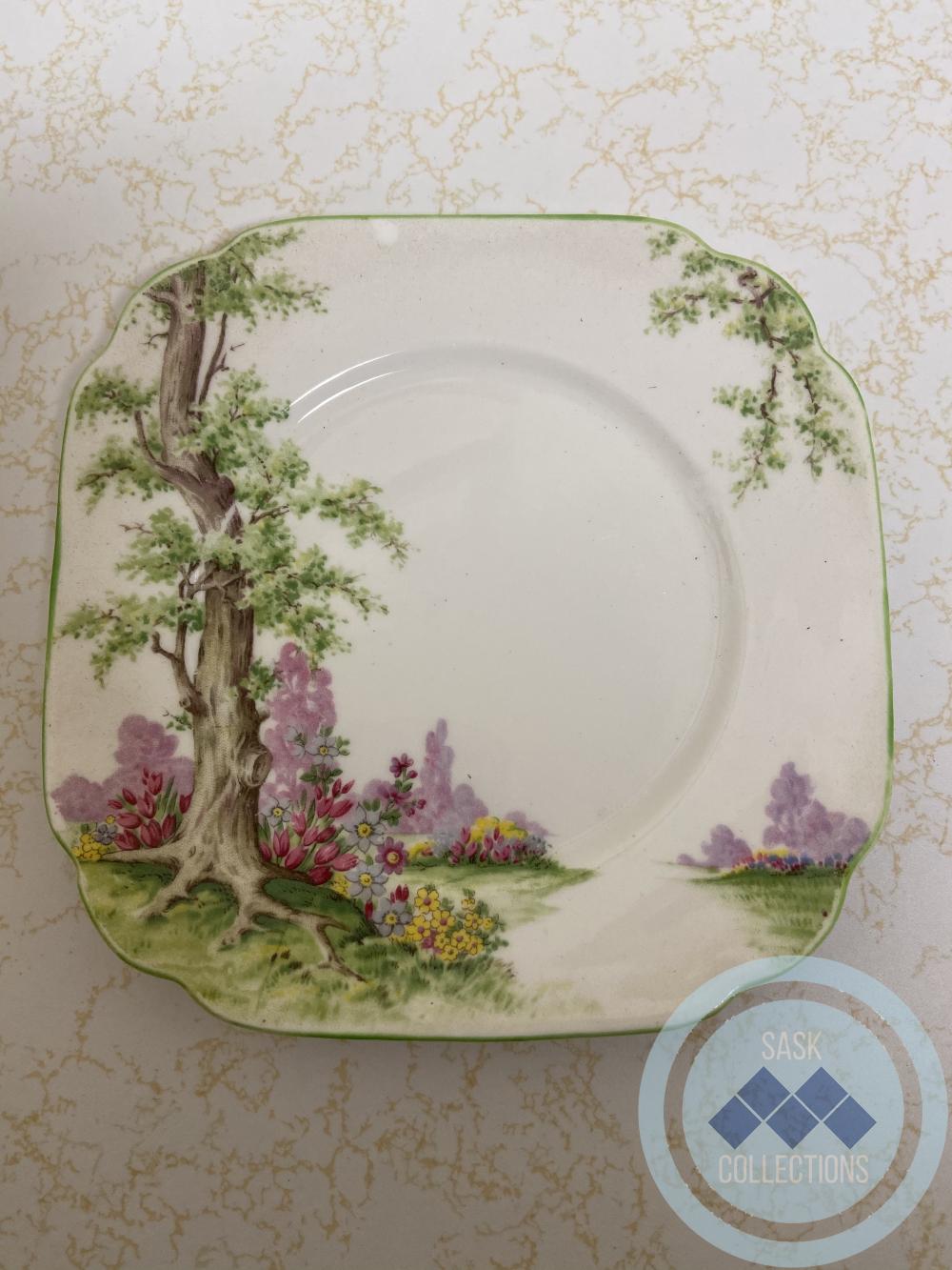 "Greenwood Tree" China small square plate