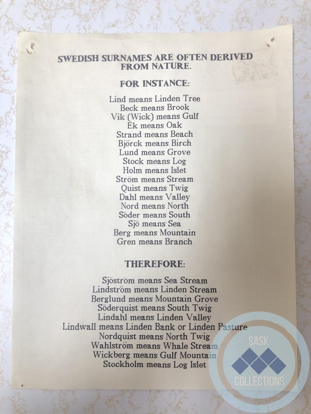 Swedish Surnames