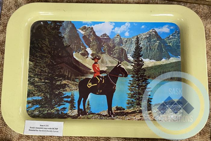 Scenic enameled trays with RCMP