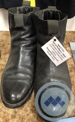 Pair of Wellington Shoes - with spurs (inside shoes) - worn with red formal dress uniform